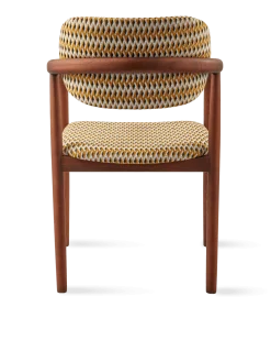 Chaise de salle à manger avec accoudoirs en tissu à motif jaune et bois de frêne Geo Henry - Pols Potten