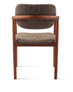 Chaise de salle à manger avec accoudoirs en tissu à motif marron et bois de frêne Speckled Henry - Pols Potten