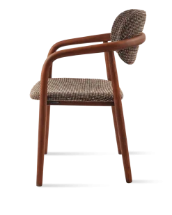 Chaise de salle à manger avec accoudoirs en tissu à motif marron et bois de frêne Speckled Henry - Pols Potten