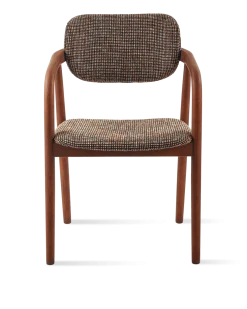 Chaise de salle à manger avec accoudoirs en tissu à motif marron et bois de frêne Speckled Henry - Pols Potten