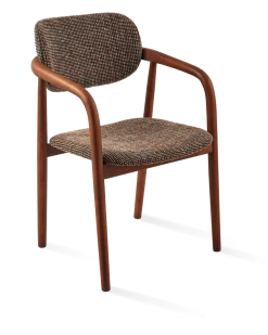 Chaise de salle à manger avec accoudoirs en tissu à motif marron et bois de frêne Speckled Henry - Pols Potten