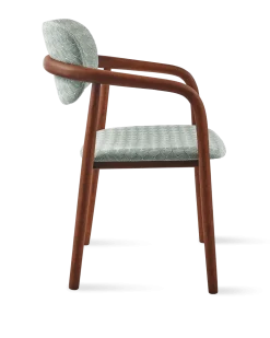 Chaise de salle à manger avec accoudoirs en tissu vert clair et bois de frêne Squared Henry - Pols Potten