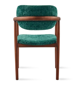 Chaise de salle à manger avec accoudoirs en tissu vert foncé et bois de frêne Greenish Henry - Pols Potten