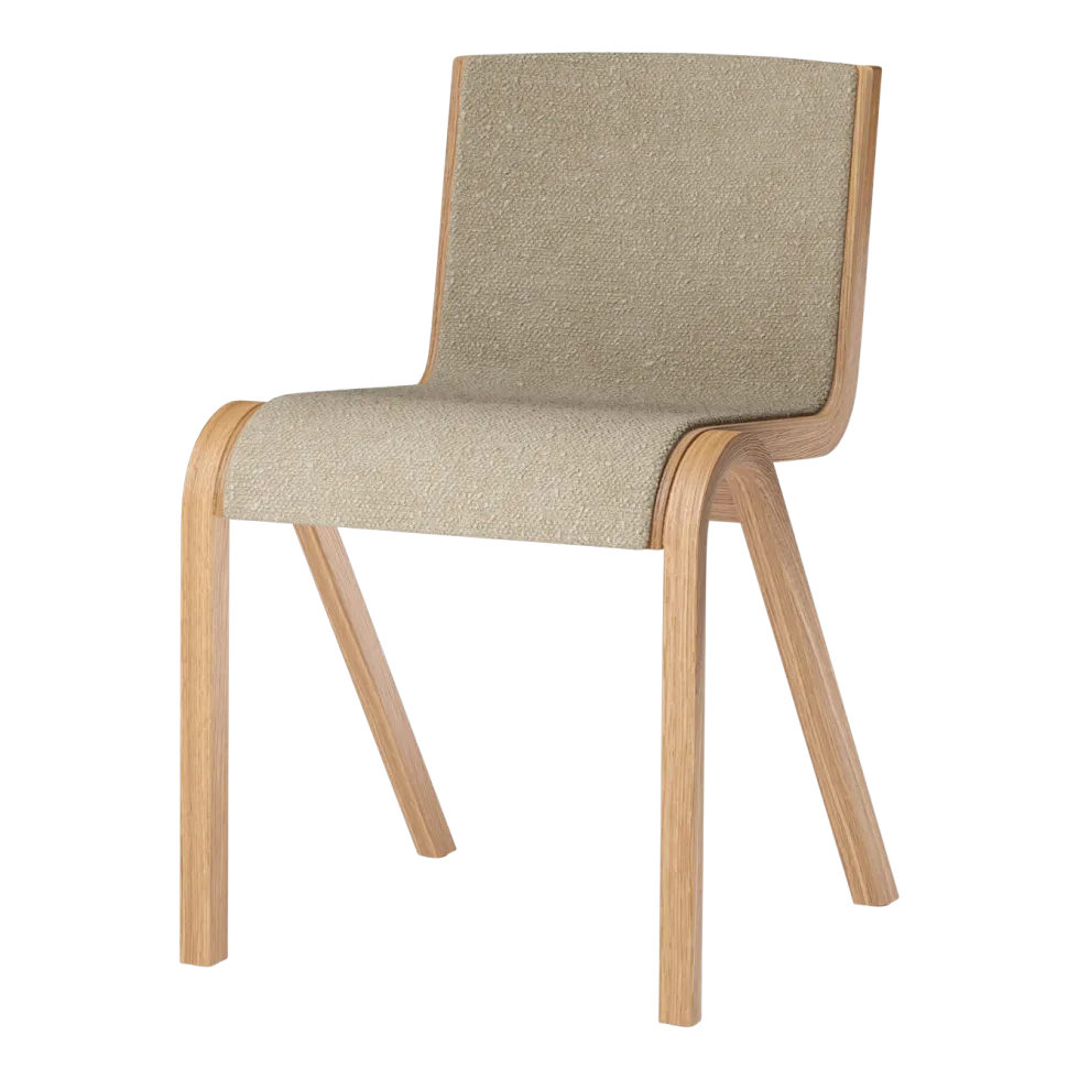 Chaise de salle à manger en chêne naturel et tissu audo bouclé 02 78cm Ready - Audo