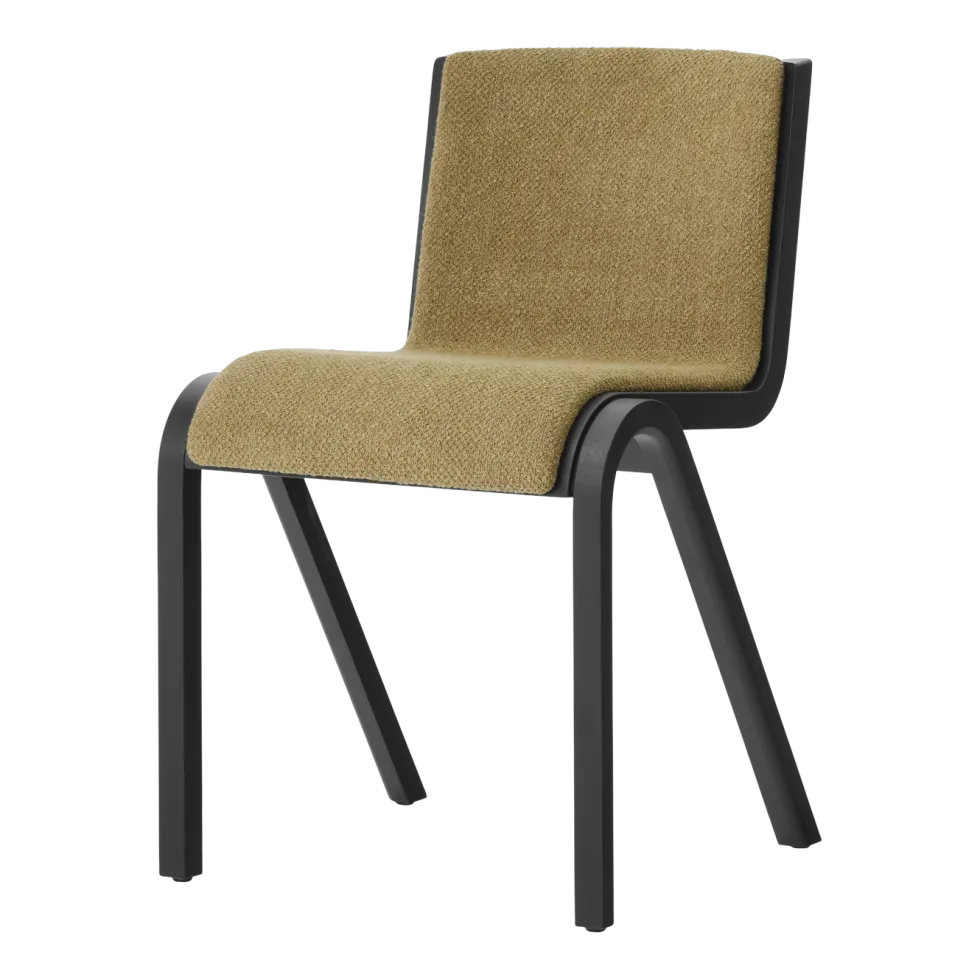 Chaise de salle à manger en chêne noir et tissu audo bouclé 06 78cm Ready - Audo