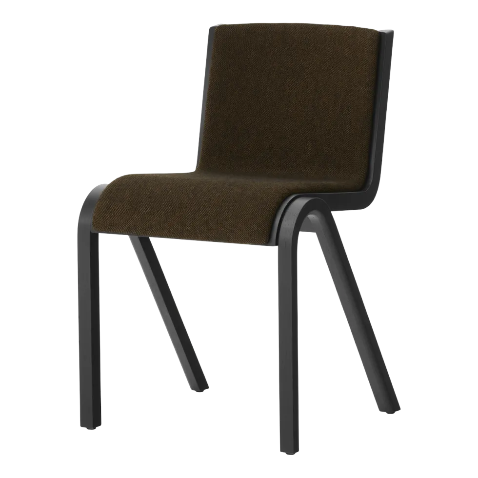 Chaise de salle à manger en chêne noir et tissu audo bouclé 02 78cm Ready - Audo