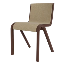 Chaise de salle à manger en chêne teinté rouge et tissu audo bouclé 02 78cm Ready - Audo