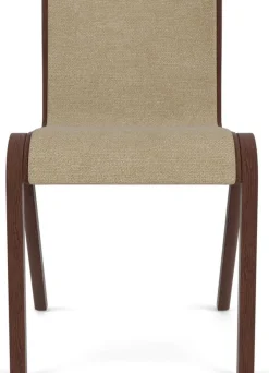 Chaise de salle à manger en chêne teinté rouge et tissu audo bouclé 02 78cm Ready - Audo