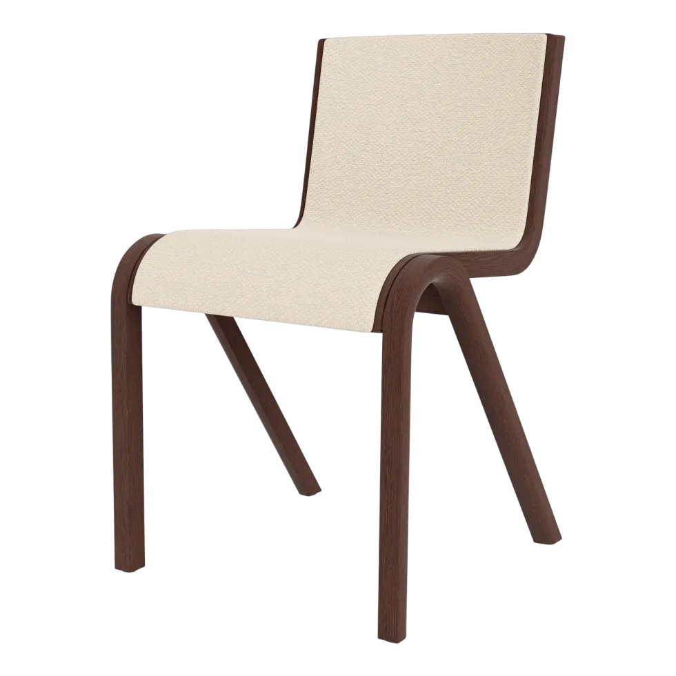 Chaise de salle à manger en chêne teinté rouge et tissu logan jasmine 78cm Ready - Audo