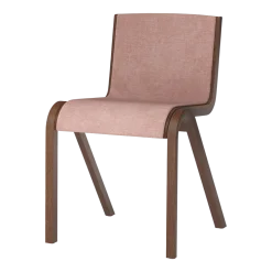 Chaise de salle à manger en chêne teinté rouge et tissu toile 356 78cm Ready - Audo