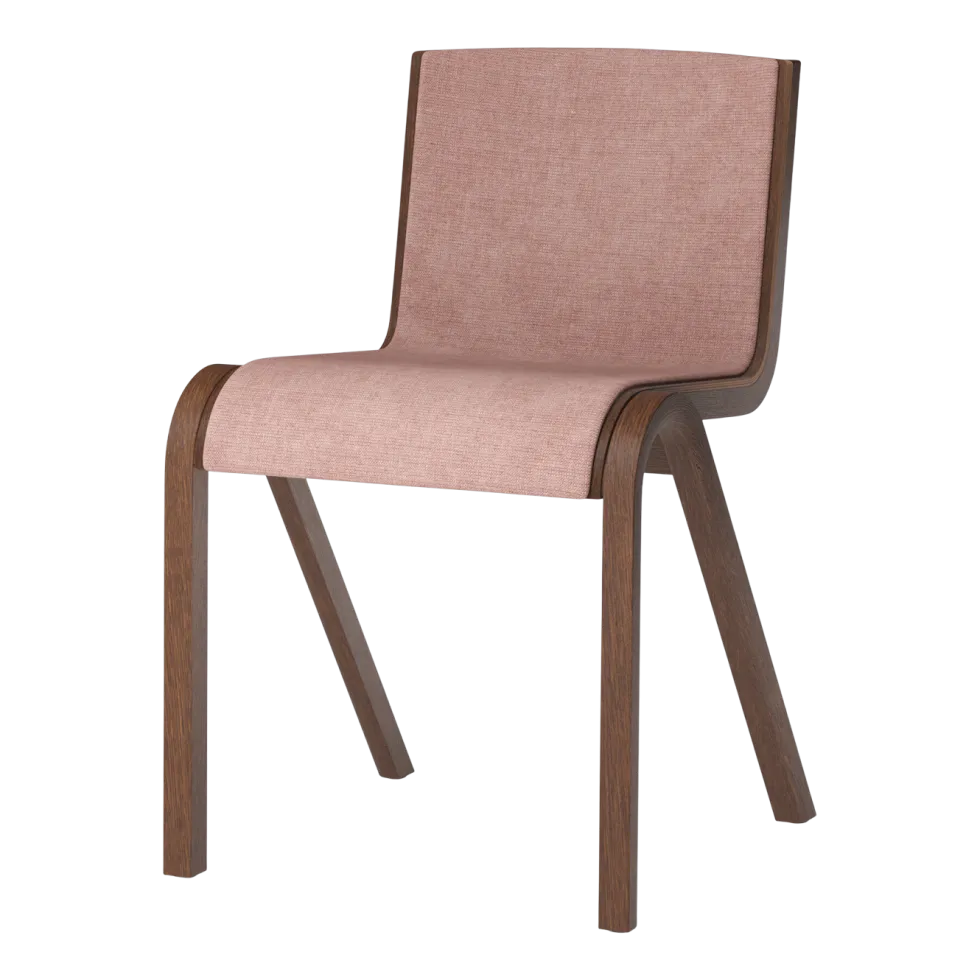 Chaise de salle à manger en chêne teinté rouge et tissu toile 356 78cm Ready - Audo