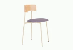 Chaise de salle à manger en hêtre naturel acier beige et tissu violet Friday - Fest Amsterdam