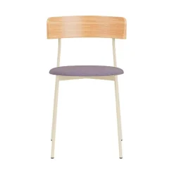 Chaise de salle à manger en hêtre naturel acier beige et tissu violet Friday - Fest Amsterdam