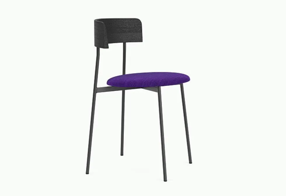 Chaise de salle à manger en hêtre noir mat et tissu violet Friday - Fest Amsterdam