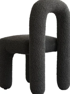 Chaise de salle à manger en tissu bouclé taupe foncé Daiku - 101 COPENHAGEN