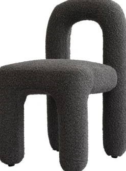 Chaise de salle à manger en tissu bouclé taupe foncé Daiku - 101 COPENHAGEN