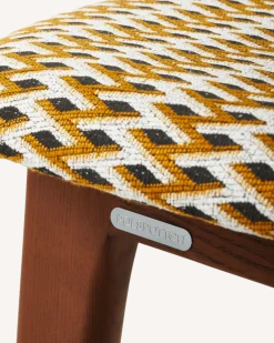 Chaise de salle à manger en tissu à motif jaune et bois de frêne Geo Happy Days - Pols Potten