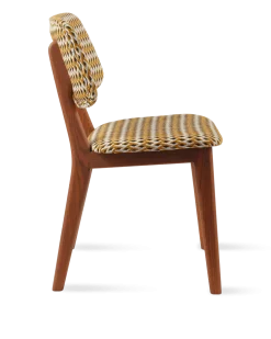 Chaise de salle à manger en tissu à motif jaune et bois de frêne Geo Happy Days - Pols Potten
