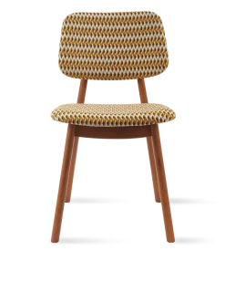 Chaise de salle à manger en tissu à motif jaune et bois de frêne Geo Happy Days - Pols Potten