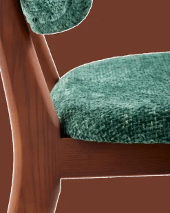 Chaise de salle à manger en tissu vert foncé et bois de frêne Greenish Happy Days - Pols Potten