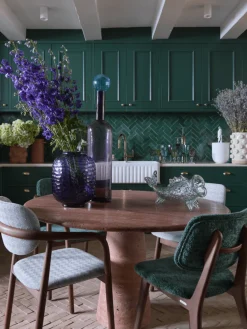 Chaise de salle à manger en tissu vert foncé et bois de frêne Greenish Happy Days - Pols Potten