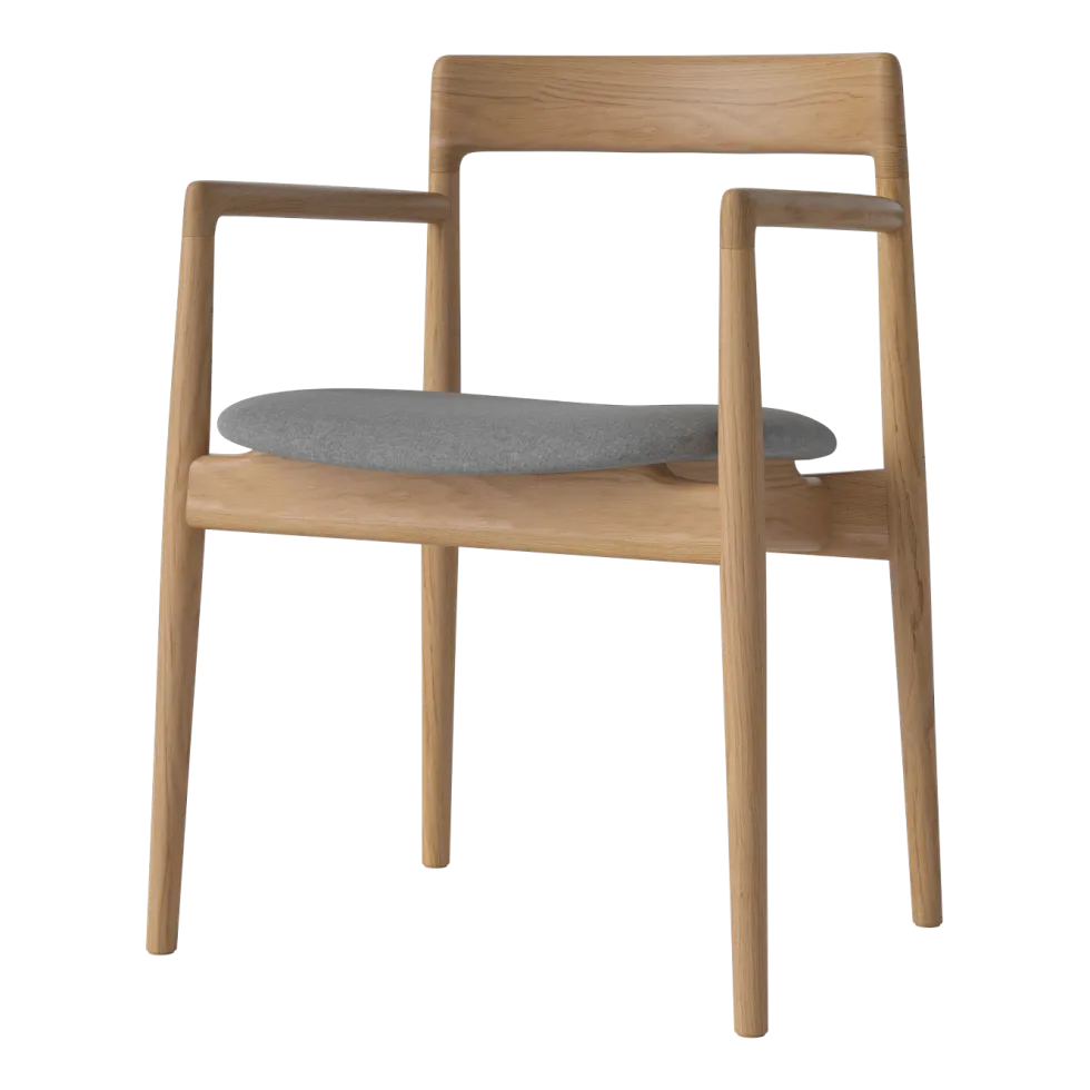 Chaise de salle à manger rembourrée gris en chêne huilé Calma - Bolia