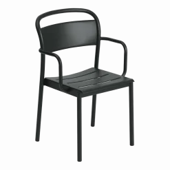Chaise d'extérieur avec accoudoirs en acier noir Linear - Muuto