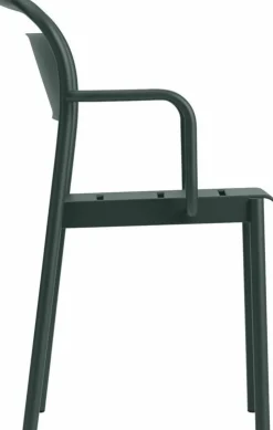 Chaise d'extérieur avec accoudoirs en acier vert foncé Linear - Muuto