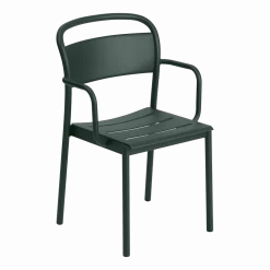 Chaise d'extérieur avec accoudoirs en acier vert foncé Linear - Muuto