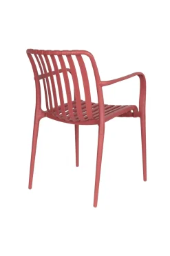 Chaise d'extérieur avec accoudoirs en plastique rouge Cala - The Cool Republic