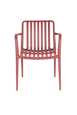 Chaise d'extérieur avec accoudoirs en plastique rouge Cala - The Cool Republic
