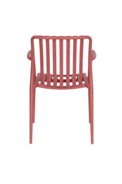 Chaise d'extérieur avec accoudoirs en plastique rouge Cala - The Cool Republic