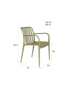 Chaise d'extérieur avec accoudoirs en plastique vert Cala - The Cool Republic