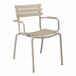 Chaise d'extérieur en aluminium beige avec accoudoirs 59x63x82cm Alua - Houe