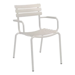 Chaise d'extérieur en aluminium blanc avec accoudoirs 59x63x82cm Alua - Houe