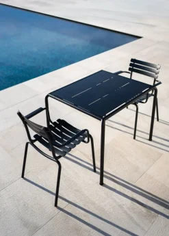 Chaise d'extérieur en aluminium noir avec accoudoirs 59x63x82cm Alua - Houe
