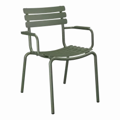 Chaise d'extérieur en aluminium vert olive avec accoudoirs 59x63x82cm Alua - Houe