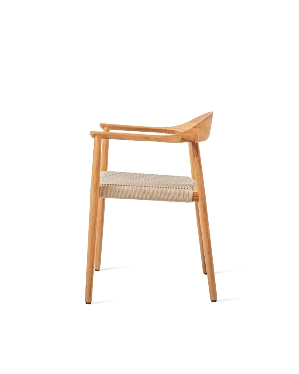 Chaise d'extérieur en en teck massif et corde 55x57x74cm Fika - Vincent Sheppard