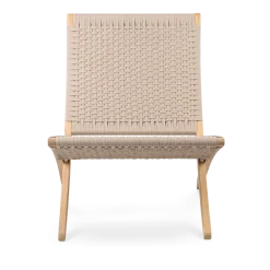 Chaise d'extérieur en teck non traité et assise sesame 76cm Cuba Chair - Carl Hansen & Søn