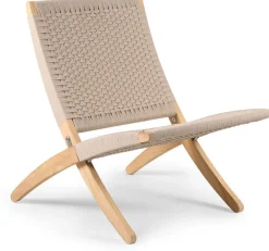 Chaise d'extérieur en teck non traité et assise sesame 76cm Cuba Chair - Carl Hansen & Søn