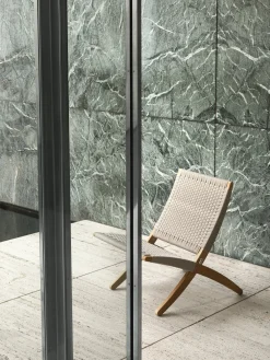 Chaise d'extérieur en teck non traité et assise sesame 76cm Cuba Chair - Carl Hansen & Søn
