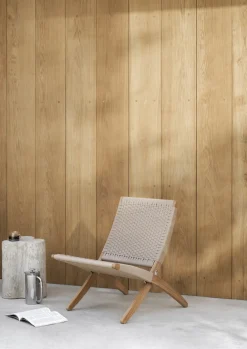 Chaise d'extérieur en teck non traité et assise sesame 76cm Cuba Chair - Carl Hansen & Søn