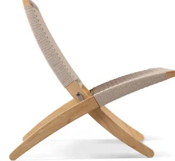 Chaise d'extérieur en teck non traité et assise sesame 76cm Cuba Chair - Carl Hansen & Søn