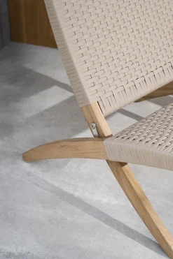 Chaise d'extérieur en teck non traité et assise sesame 76cm Cuba Chair - Carl Hansen & Søn