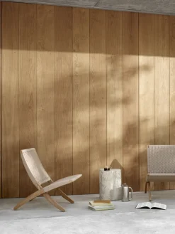 Chaise d'extérieur en teck non traité et assise sesame 76cm Cuba Chair - Carl Hansen & Søn