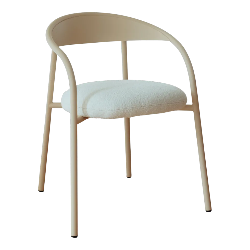 Chaise en acier beige et tissu ivoire 74x60x54cm Linelle - Metallbude