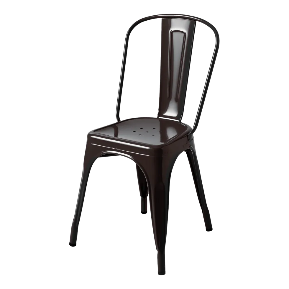 Chaise en acier brun noir A - Tolix