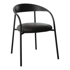 Chaise en acier et cuir noir 74x60x54cm Linelle - Metallbude