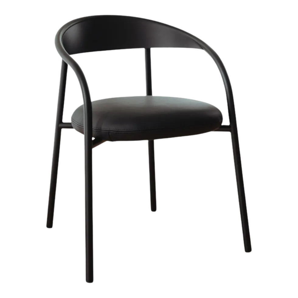 Chaise en acier et cuir noir 74x60x54cm Linelle - Metallbude