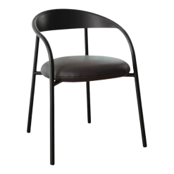 Chaise en acier noir et cuir marron foncé 74x60x54cm Linelle - Metallbude